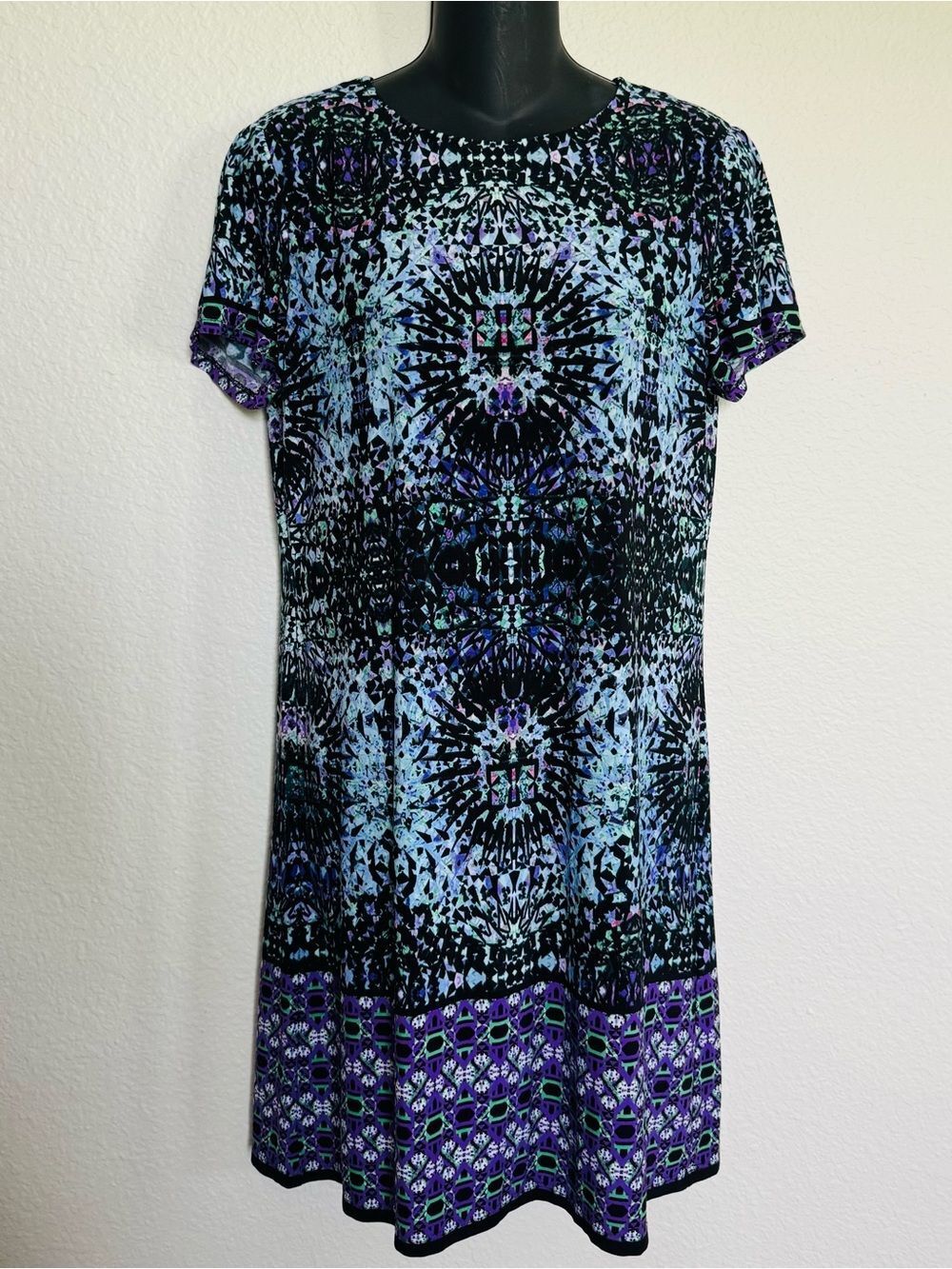 London Times Printed Petite Dress 10P